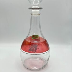 Decanter By Lubiana, Made in Italy, Cranberry Red & Clear